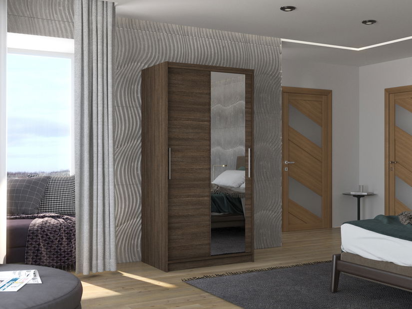 Šatní skříň Beral (choco) (se zrcadlem)