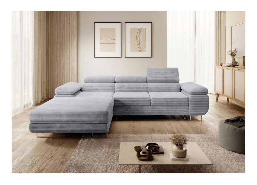 Rohová sedací souprava Grande (L) (světle šedá + chromová)