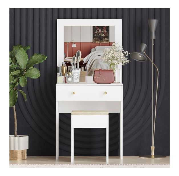 Toaletní stolek Nesuvi (bílá + zlatá)