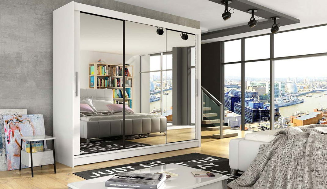 Skříň s posuvnými dveřmi III Dustin (Bílá)