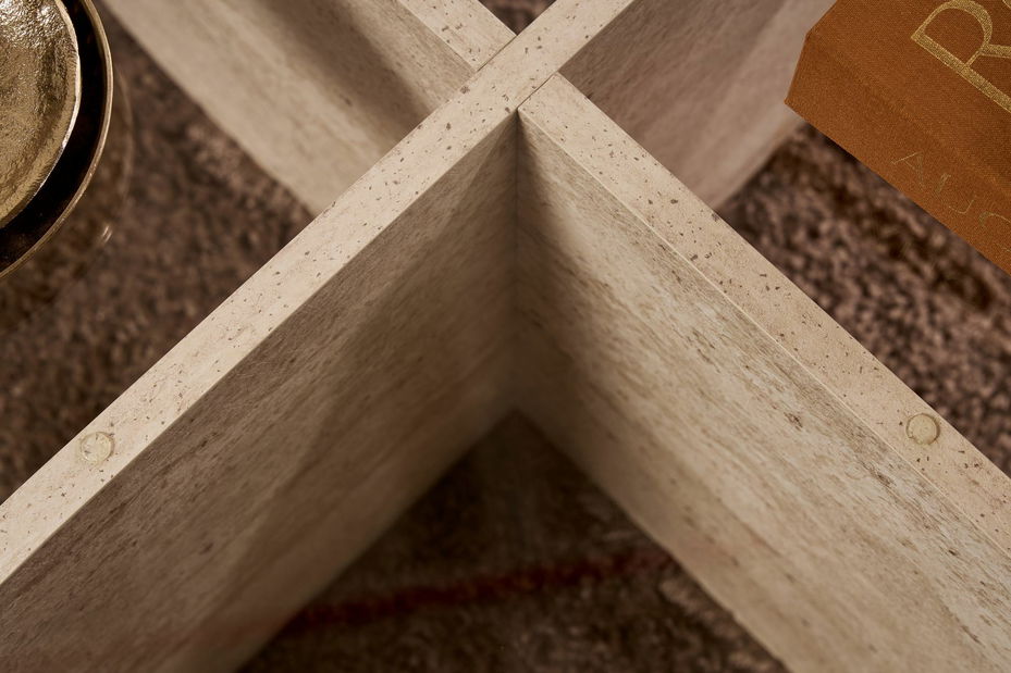 Konferenční stolek Aorte (travertin + sklo)