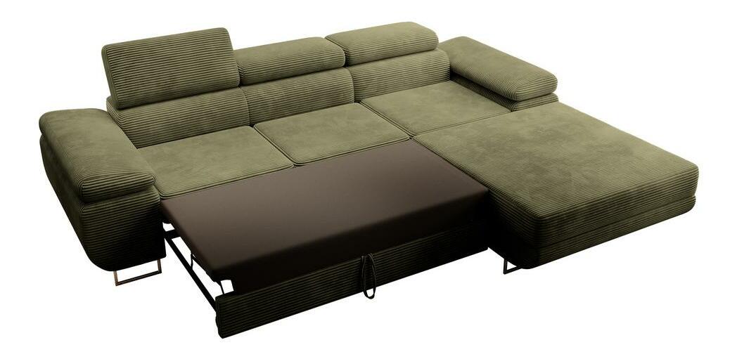 Rohová sedací souprava Grande (P) (olivová + chromová)