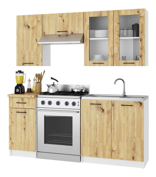 Horní kuchyňská vitrína Organo 720 (bílá + dub artisan)