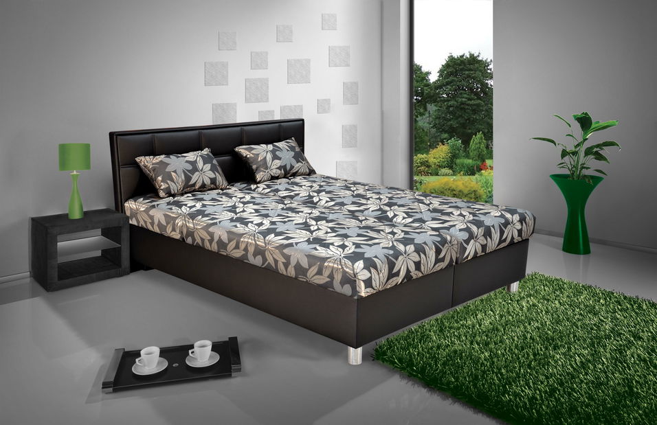 Manželská postel 160 cm Blanář Belfast (šedá + černá) (s rošty a matracemi)