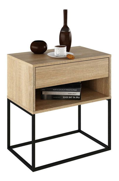 Noční stolek Autor (dub sonoma + černá)