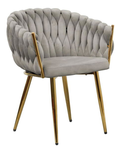 Jídelní židle Delila (šedohnědá + chrom zlatý)