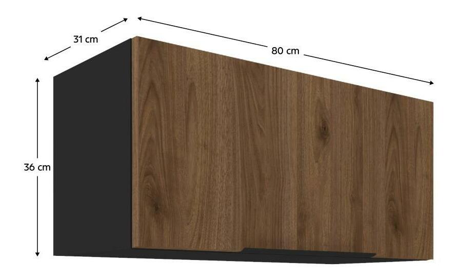 Horní kuchyňská skříňka Monzesa 80 GU 36 1F (ořech okapi + černá)