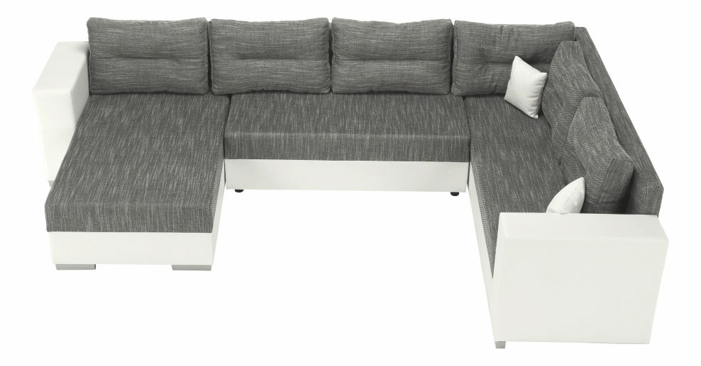 Rohová sedací souprava ve tvaru U Stalira (bílá + šedohnědá)