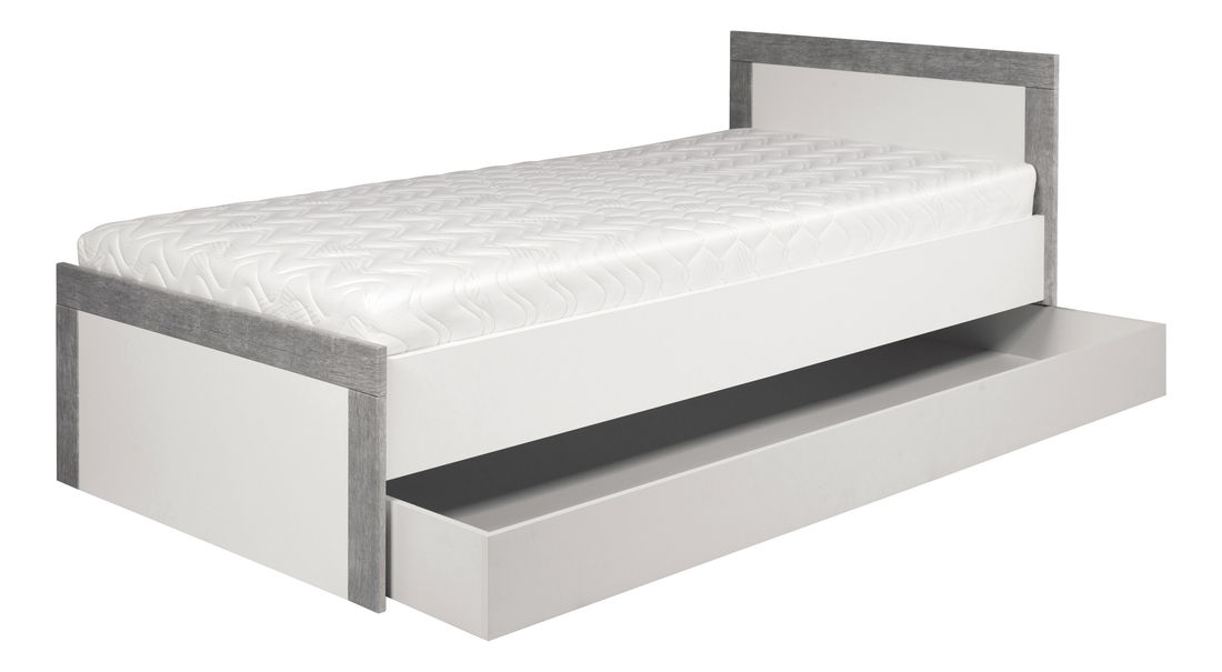 Jednolůžková postel 90 cm Twin TW 13 (šedá + bílá matná)
