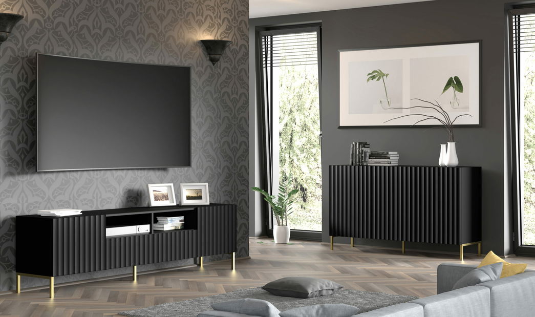 TV stolek/skříňka 150 3D Warsaw (černá + zlatá)