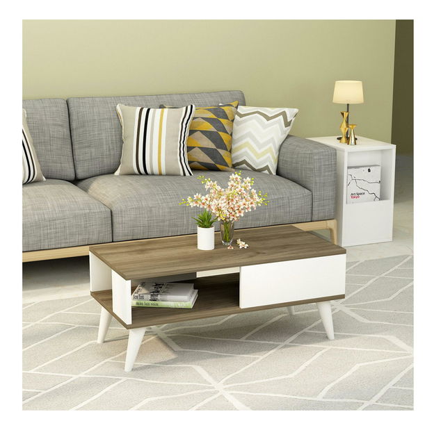 Konferenční stolek Vavepu 2 (ořech + bílá)