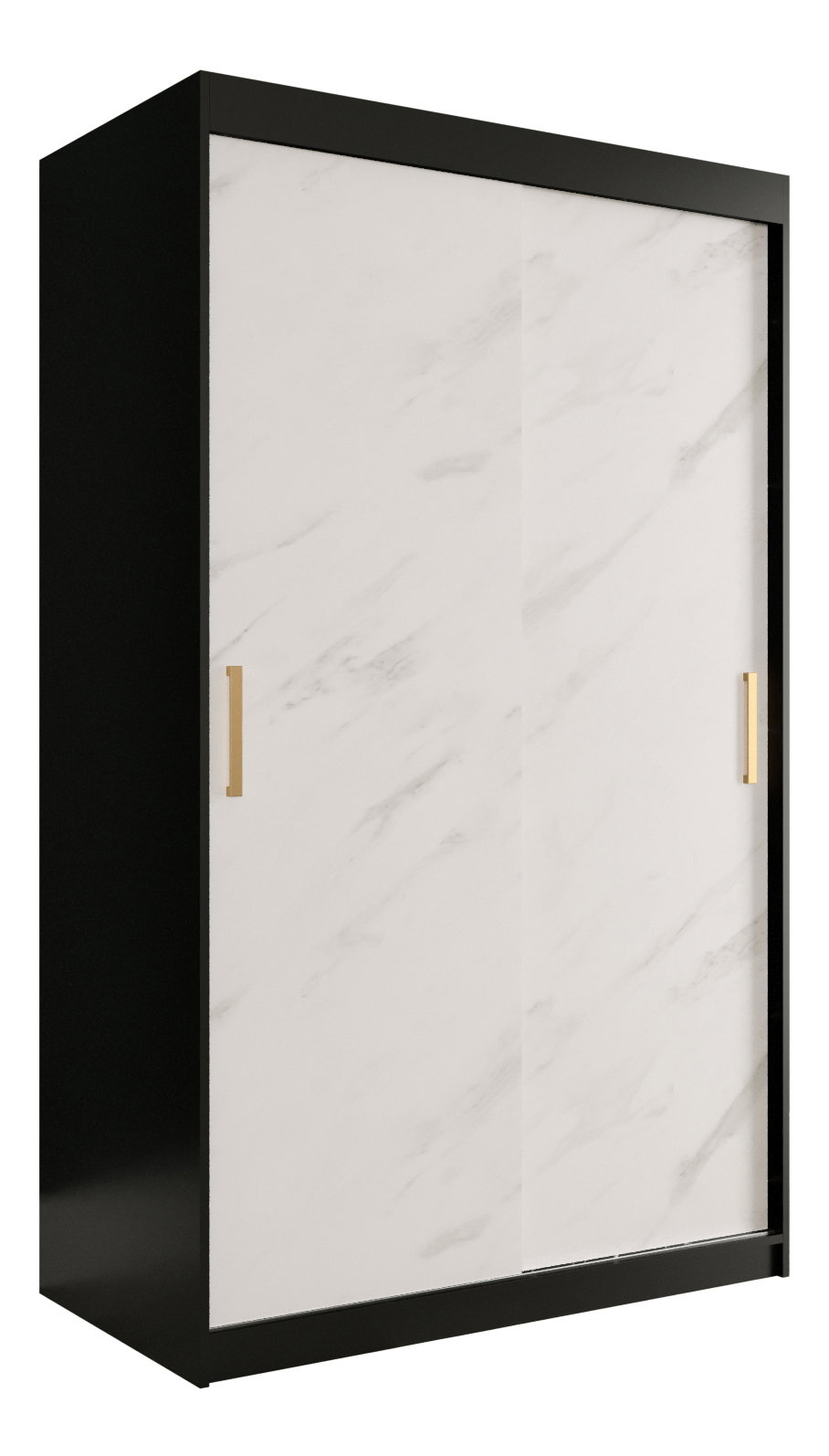 Šatní skříň 120 cm Marbelo T (matná černá + bílý mramor)
