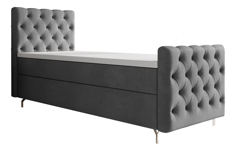 Jednolůžková postel 90 cm Clinton Bonell (tmavě šedá) (s roštem, s úl. prostorem)