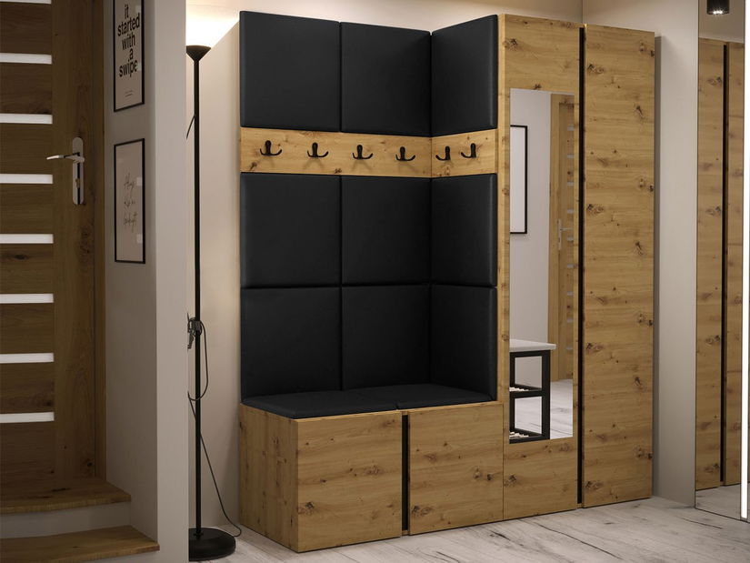 Předsíň Tovenaz XII (dub artisan + černá) (se zrcadlem)