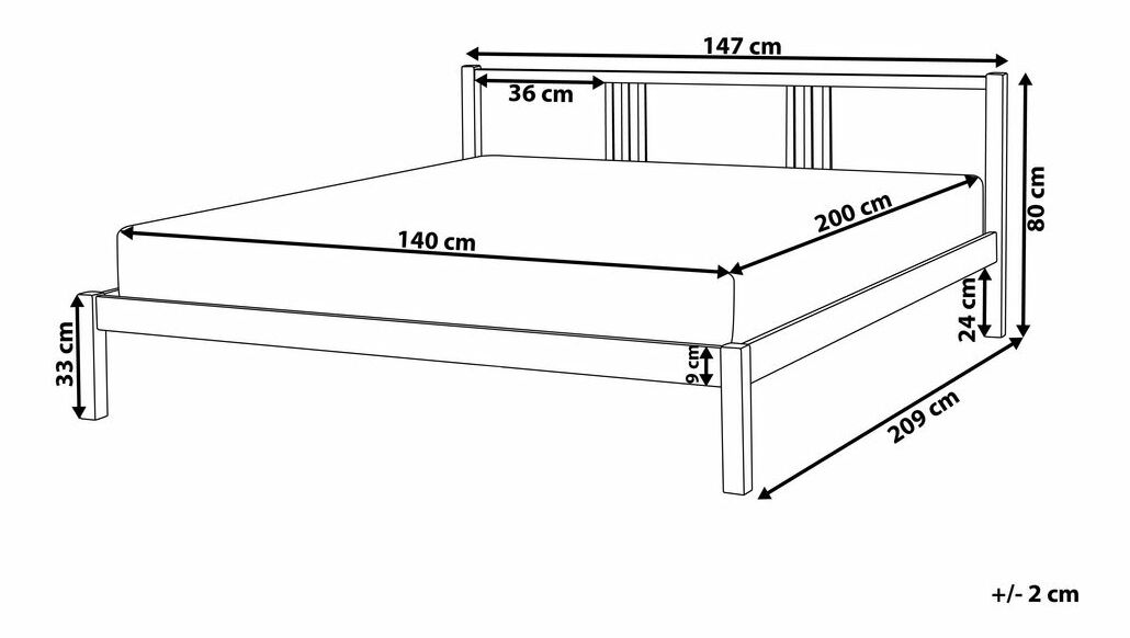 Manželská postel 140 cm VALLES (s roštem) (bílá)