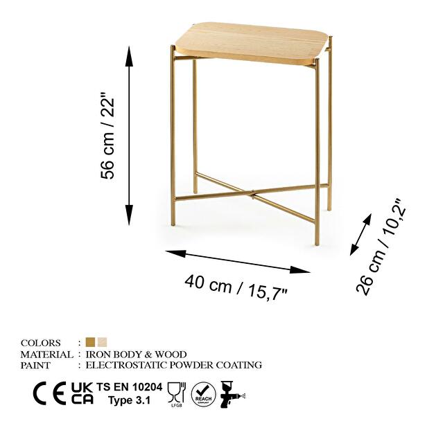 Konferenční stolek Stevie A (zlatá + přírodní)