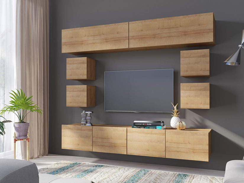 Obývací stěna Calabria C16 (dub zlatý) (bez osvětlení)
