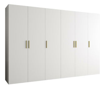 Šatní skříň 300 cm Borry 1 (bílá + zlatá)