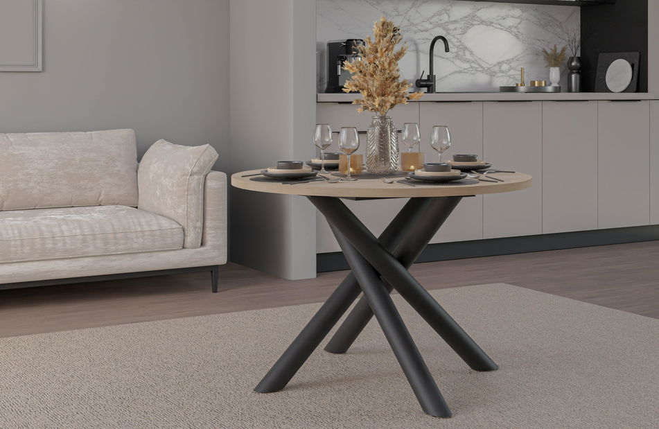 Kulatý jídelní stůl 110 cm Ossla (dub lindberg)