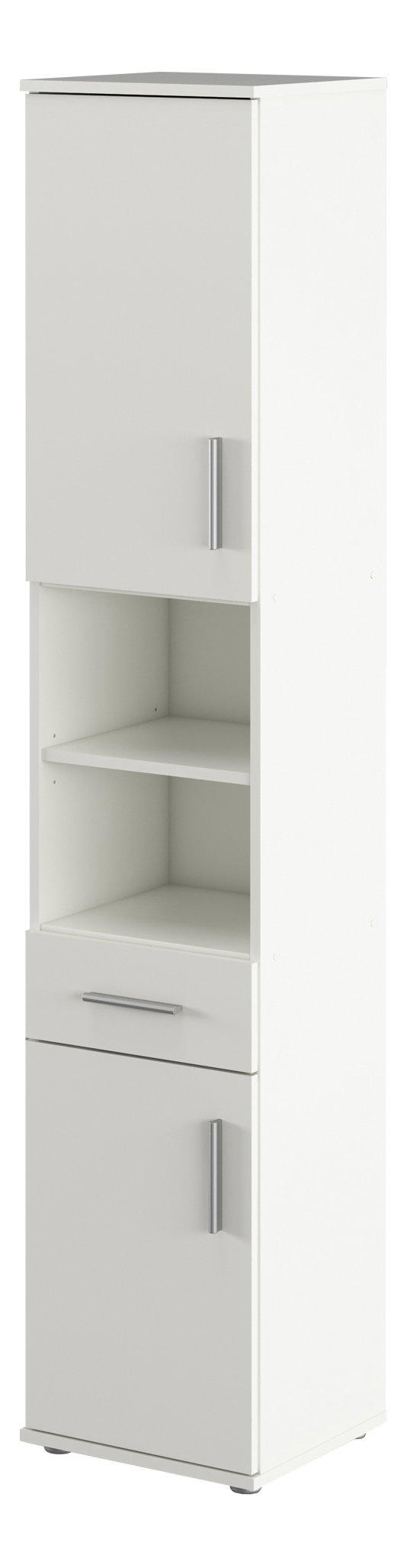 Vysoká koupelnová skříňka Leah 05 (bílá matná)