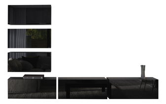 Obývací stěna Begonia (černá + černý lesk)