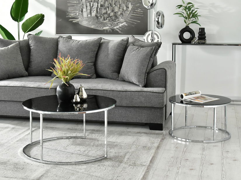 Konferenční stolek Grande (černý mramor + chromová)