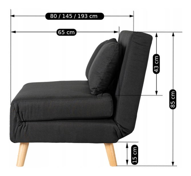 Rozkládací křeslo Motecacleta 2 (černá)