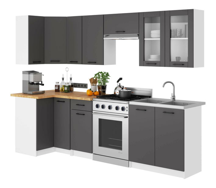 Horní kuchyňská vitrína Organo 720 (bílá + grafit)