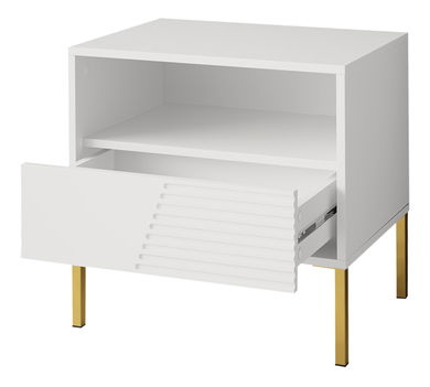 Noční stolek Meretoza 02 (bílá + zlatá)