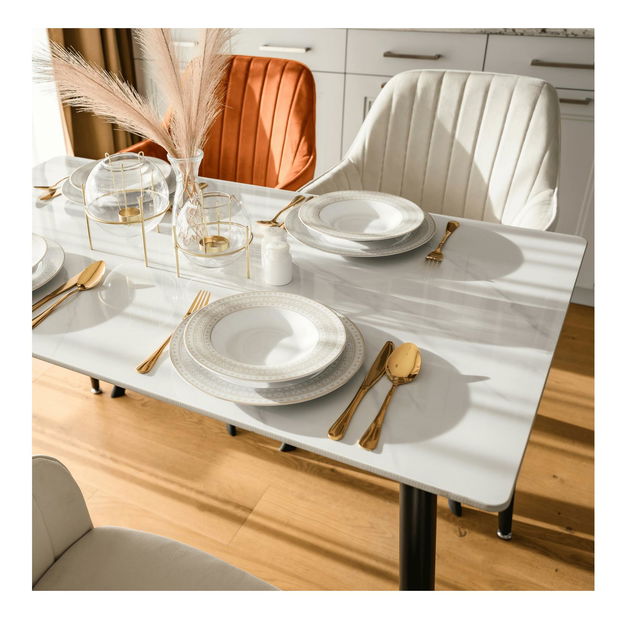 Jídelní stůl Fresia 1 (bílý mramor + černá) (pro 4 osoby)