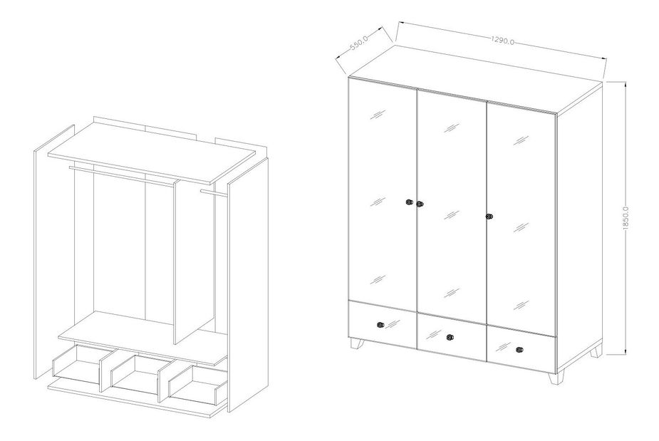 Šatní skříň Belinda Typ 19 (šedá) *bazar