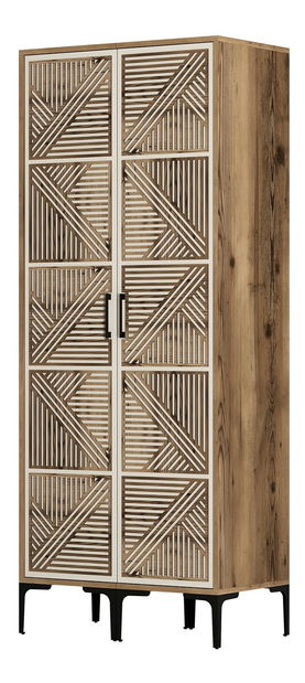 Šatní skříň Kiara PP (ořech + krémová)