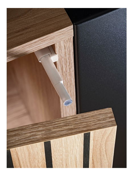 Tv stolek/skříňka Lyran K (s bio krbem) (hikora jackson + černá)