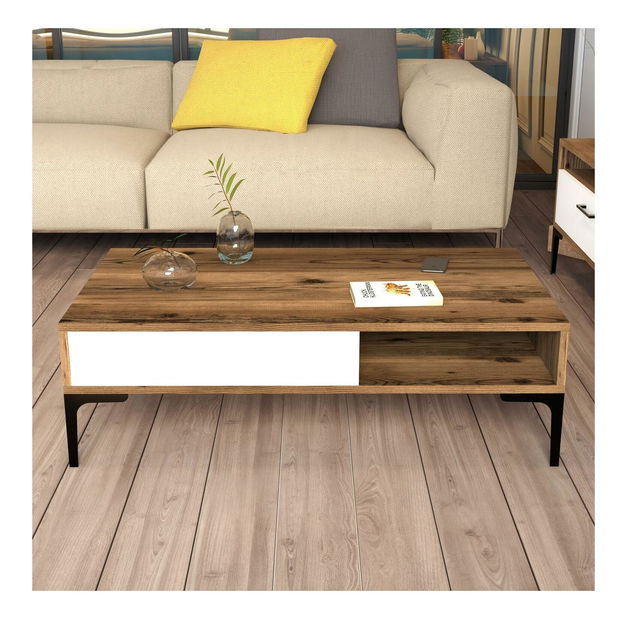 Konferenční stolek Irma (ořechová + bílá)