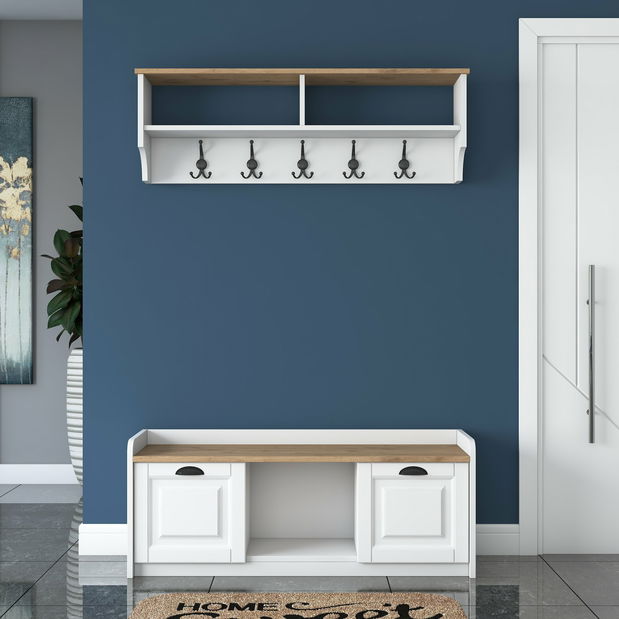 Předsíňová sestava Pixie 2 (Bílá + Ořech)