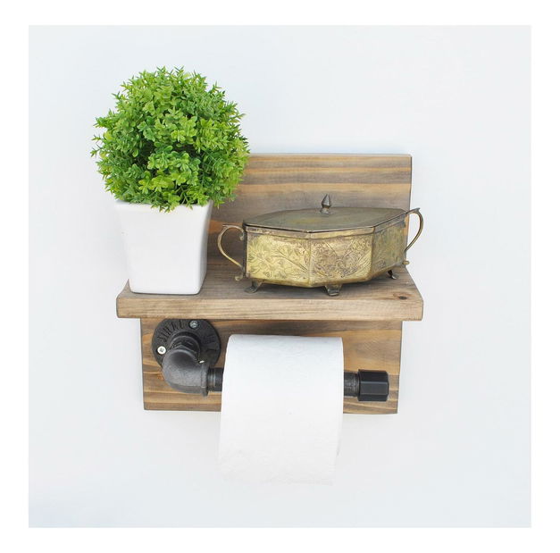 Nástěnný držák na toaletní papír Nenanu 7 (ořech + černá)