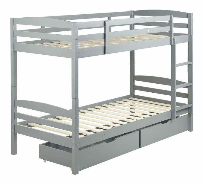 Patrová postel 90 cm Reggeton (šedá) (s roštem a úložným prostorem)