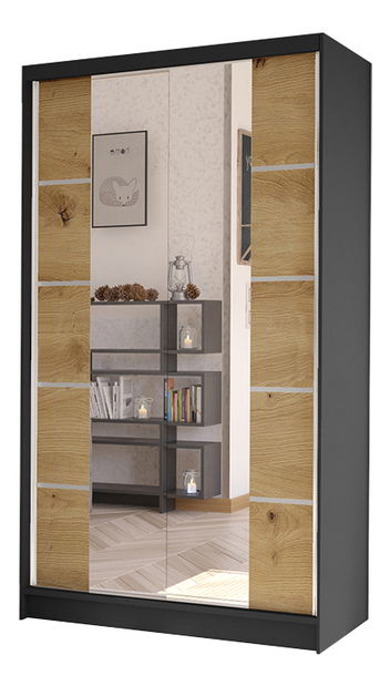 Šatní skříň Delana V (černá + dub artisan)