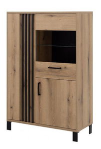 Vitrína Neo NE4 (dub evoke + černá matná)