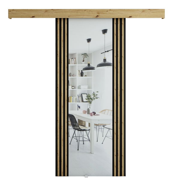 Posuvné dveře 90 cm Myles I (dub artisan + černá matná)
