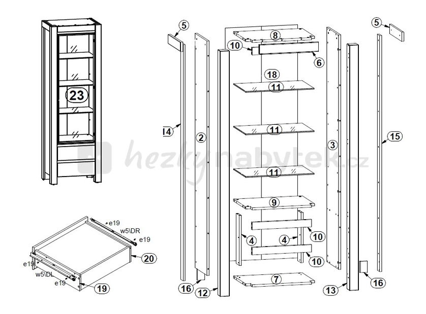 Vitrína BRW August REG1W2SP