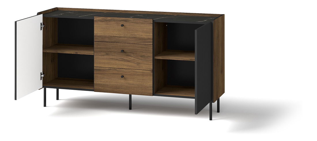 Komoda Phelan P5 (ořech warmia + černá)