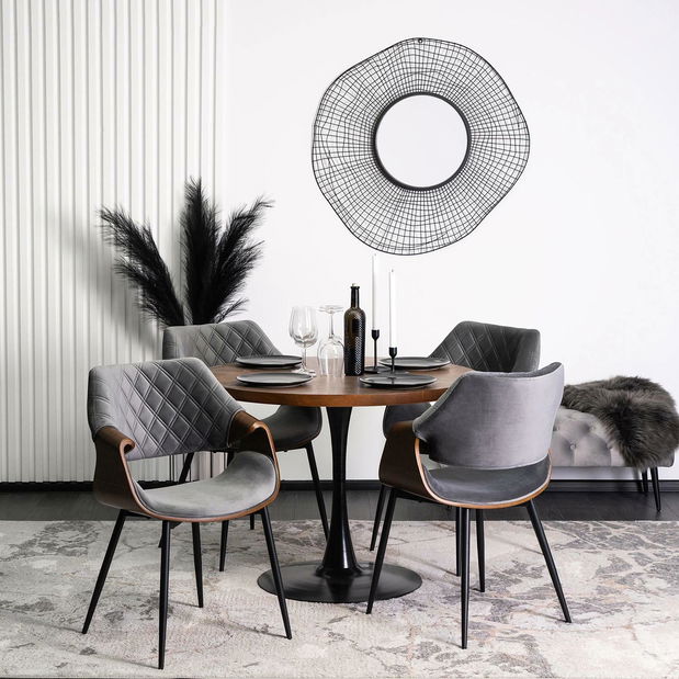 Jídelní set Lateral (ořech + černá + šedá) (pro 4 osoby)