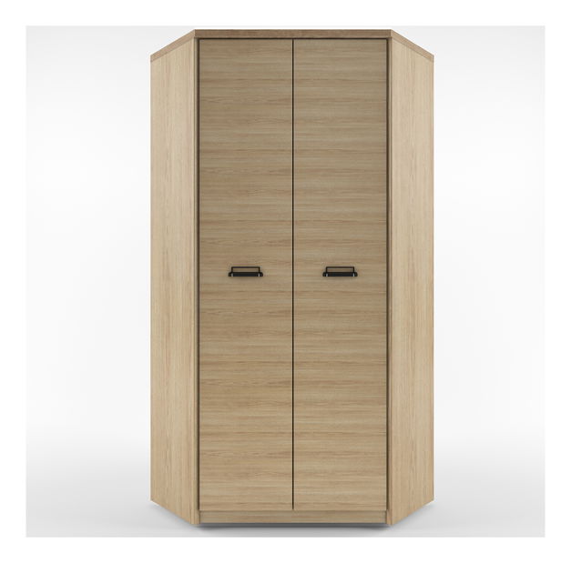 Rohová šatní skříň Danica 2D (madura + dub wellington)