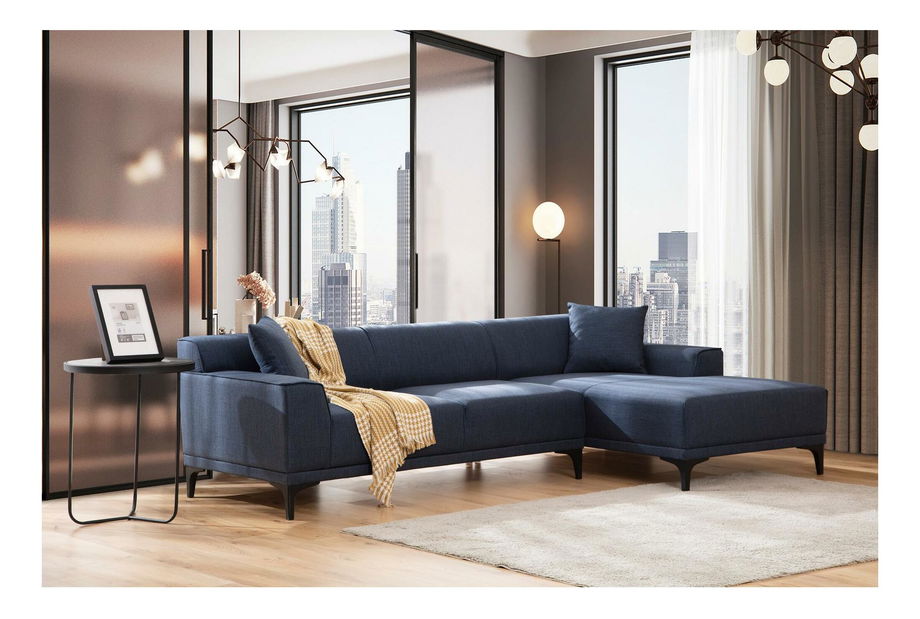 Rohová sedačka Petrafonzo (P) (modrá + černá)