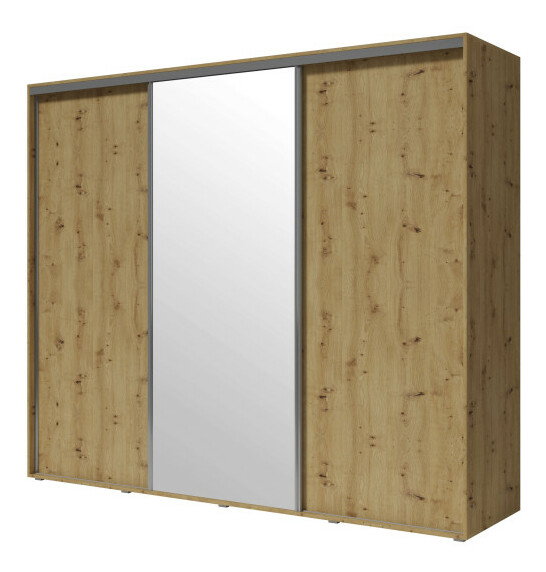 Šatní skříň s posuvnými dveřmi Settrona 1 (dub riviera) (se zrcadlem)