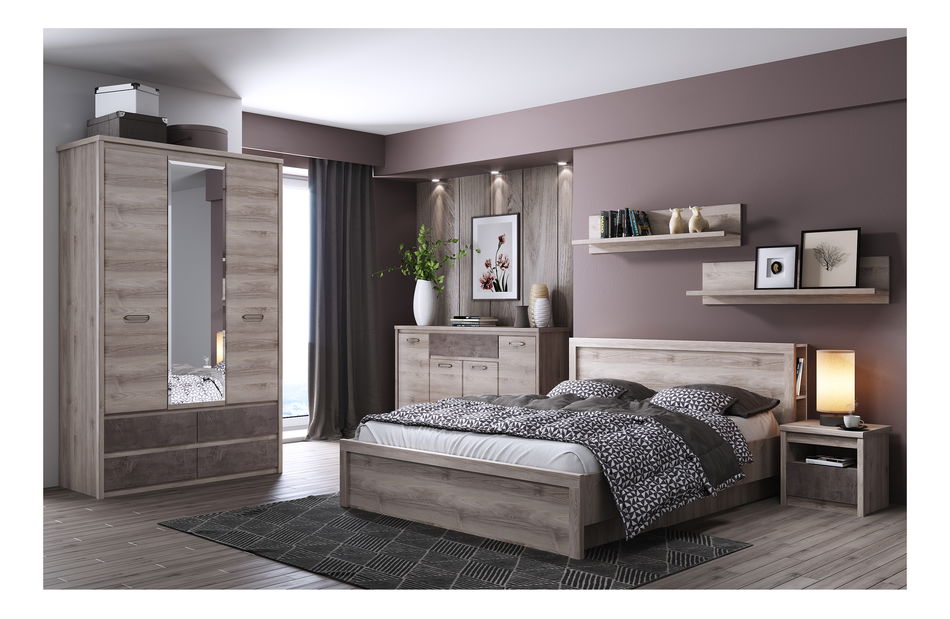 Rohová šatní skříň Jolene 2D (kaštan nairobi)