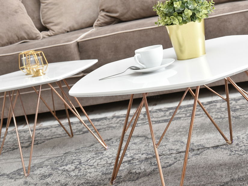 Konferenční stolek Petal Zest Xl2 (bílá + měděná)