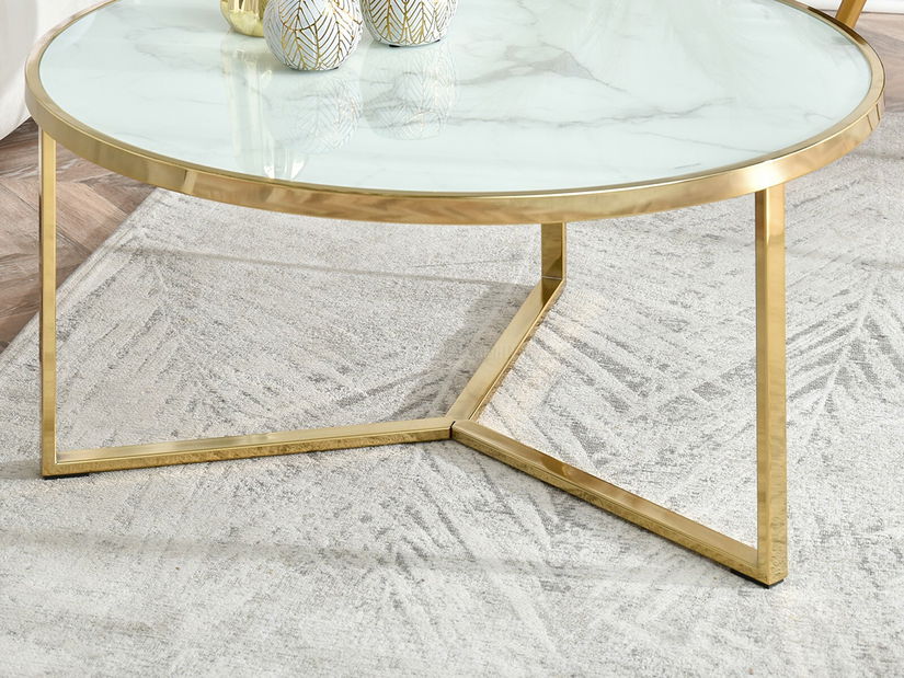 Konferenční stolek Natol (bílá + zlatá)