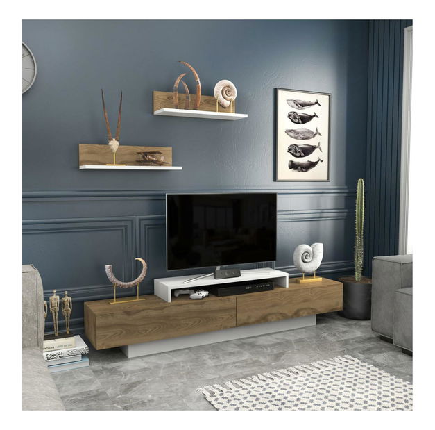 Obývací stěna Lusalona (bílá + dub)